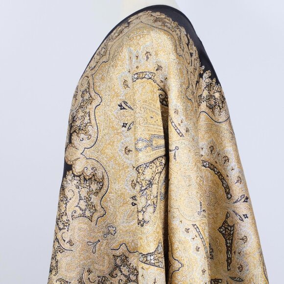 ETRO cape poncho jacket black gold wool metallic paisley pattern - Picture 11 of 13